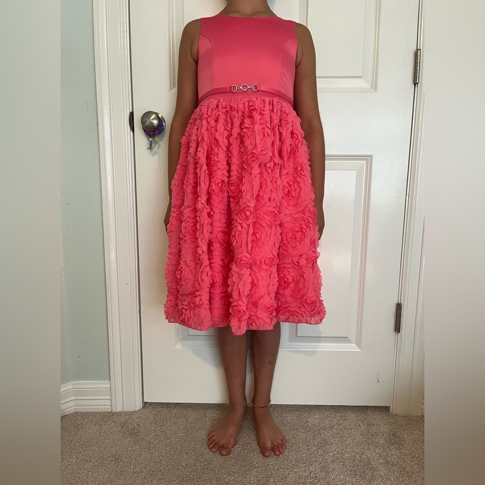 Girls Pink floral formal dress